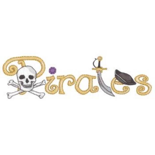 Picture of Pirates Text Machine Embroidery Design