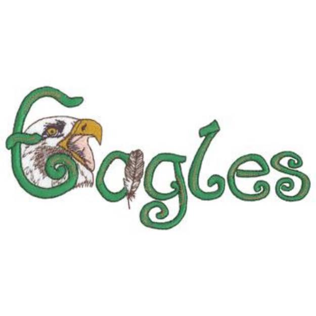 Picture of Eagles Text Machine Embroidery Design