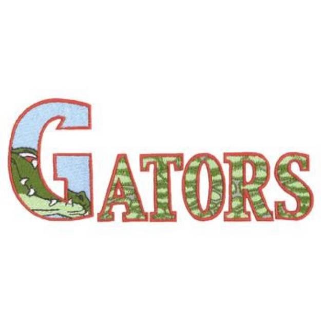 Picture of Gators Text Machine Embroidery Design