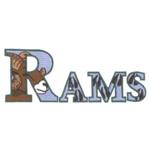 Picture of Rams Text Machine Embroidery Design