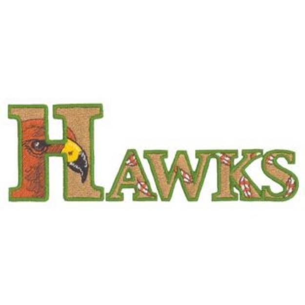 Picture of Hawks Text Machine Embroidery Design
