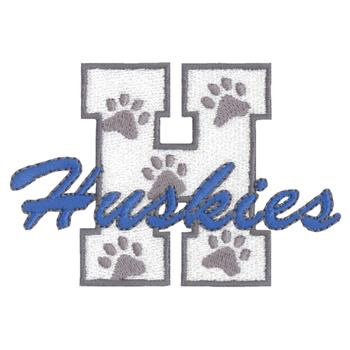 H for Huskies Machine Embroidery Design