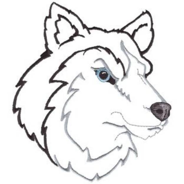 Picture of Husky Head Outline Machine Embroidery Design