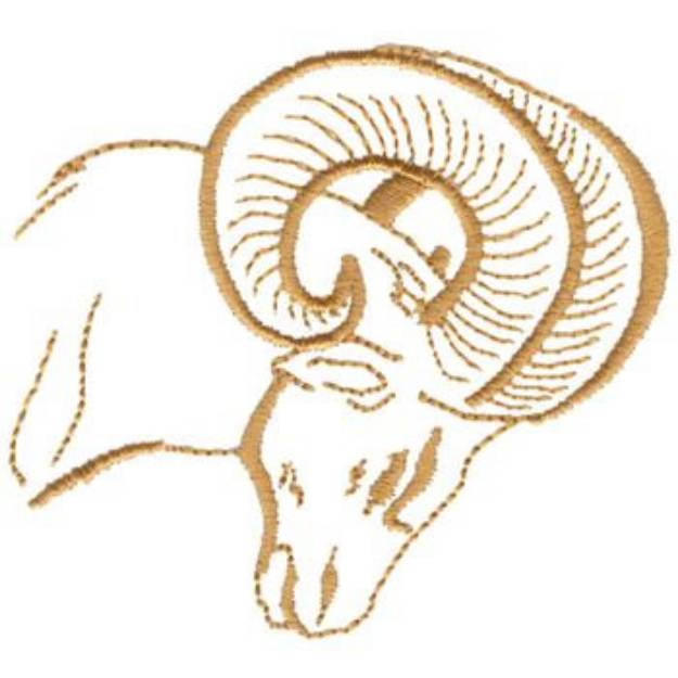 Picture of Ram Head Outline Machine Embroidery Design