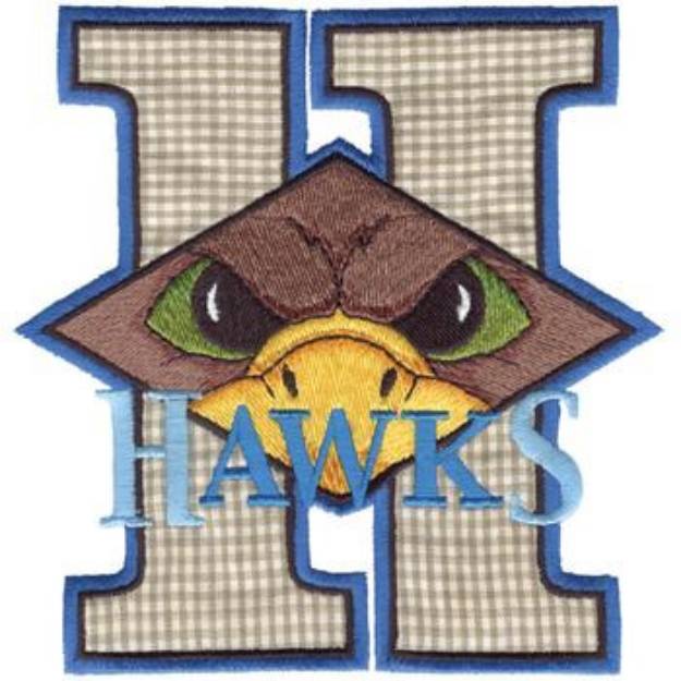 Picture of Hawks H Applique Machine Embroidery Design