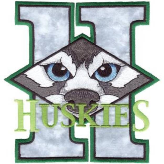 Picture of Huskies H Applique Machine Embroidery Design