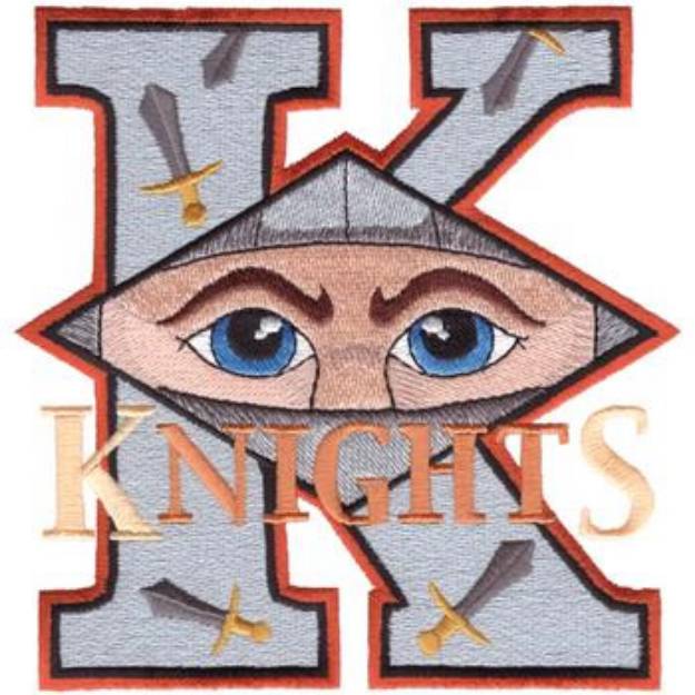 Picture of K for Knights Machine Embroidery Design