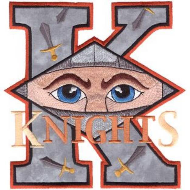 Picture of Knights K Applique Machine Embroidery Design
