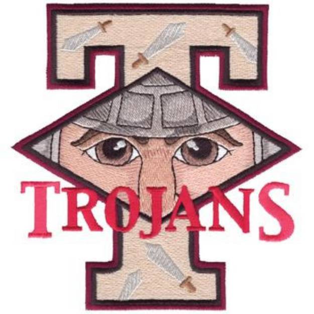 Picture of T for Trojans Machine Embroidery Design