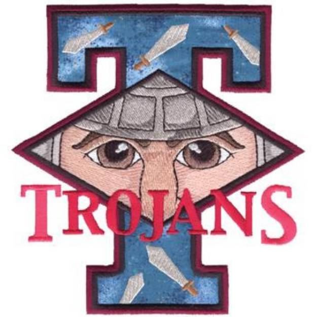 Picture of Trojans T Applique Machine Embroidery Design