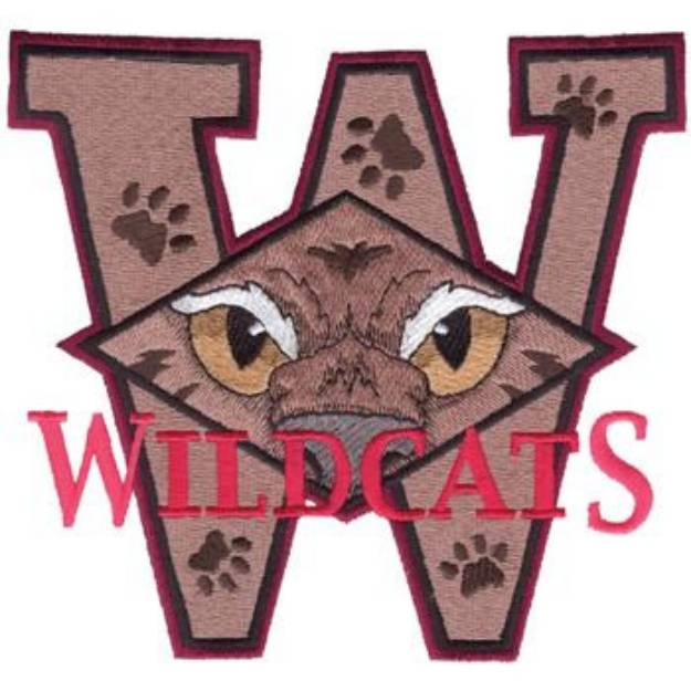 Picture of W for Wildcats Machine Embroidery Design