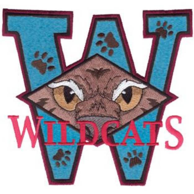 Picture of Wildcats W Applique Machine Embroidery Design