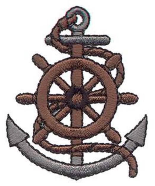 Picture of Ships Wheel & Anchor Machine Embroidery Design