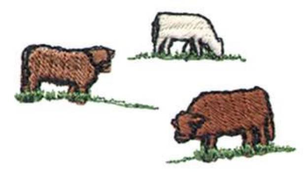 Picture of Grazing Cows Machine Embroidery Design