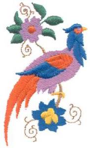 Picture of Bird & Flowers Machine Embroidery Design