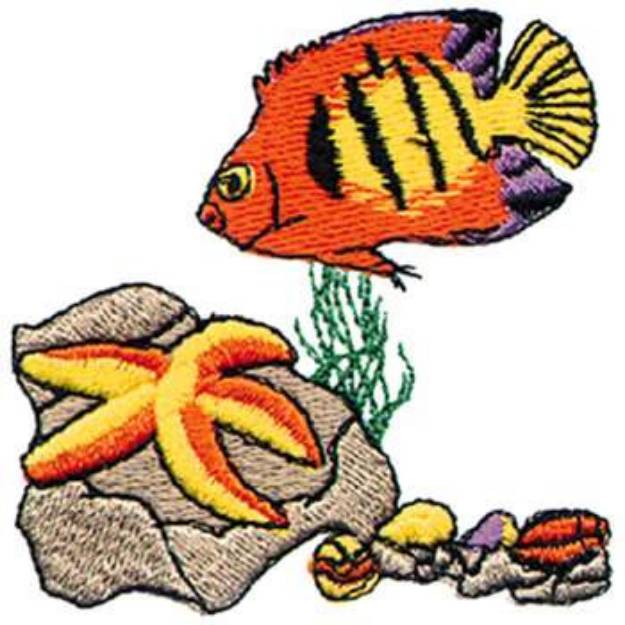 Picture of Angelfish With Starfish Machine Embroidery Design