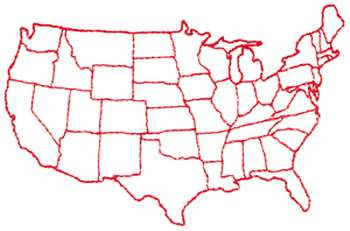 US Map Outline Machine Embroidery Design