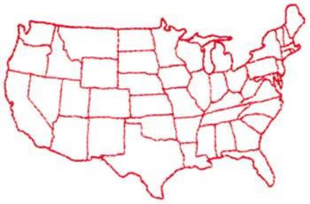Picture of US Map Outline Machine Embroidery Design