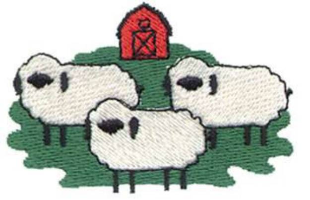 Picture of Sheep & Barn Machine Embroidery Design