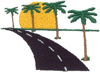 Highway Sunset Machine Embroidery Design