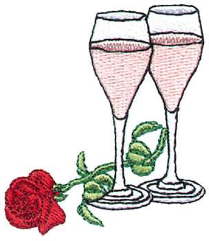 Wine With Rose Machine Embroidery Design