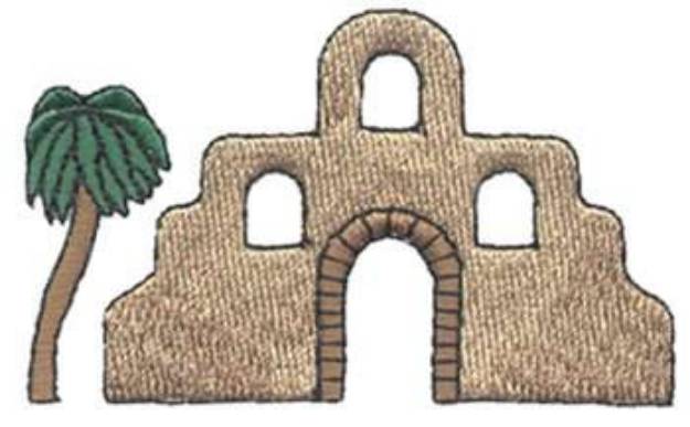 Picture of Adobe With Palm Tree Machine Embroidery Design