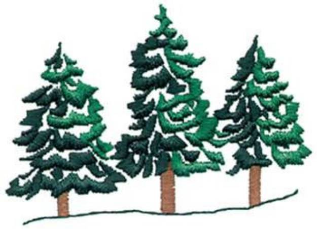Picture of 3 Pine Trees Machine Embroidery Design