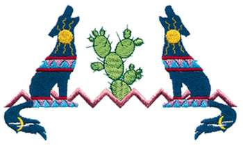Cactus And Coyotes Machine Embroidery Design