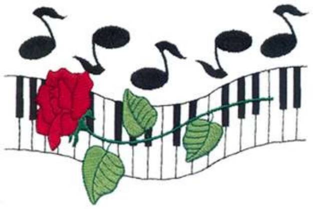 Picture of Rose On Keyboard Machine Embroidery Design