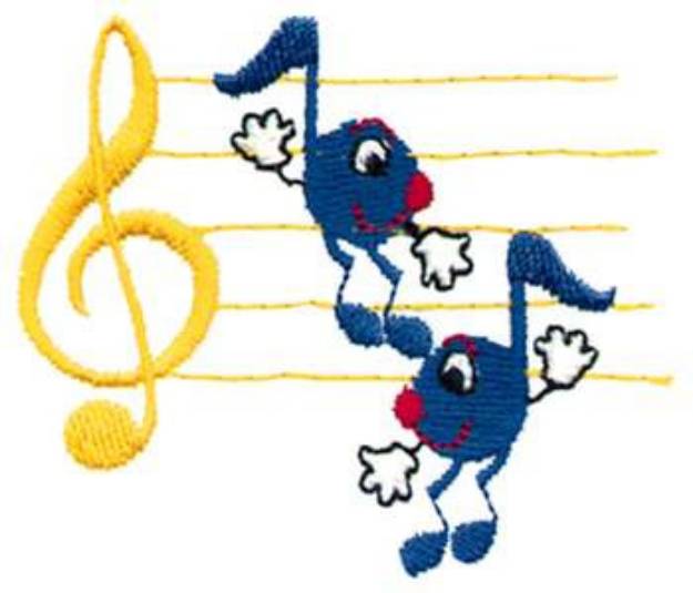 Picture of Notes On Staff Machine Embroidery Design