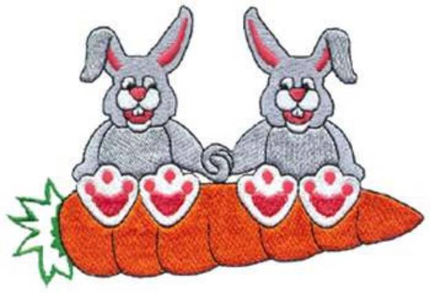 Picture of Bunnies And Carrot Machine Embroidery Design