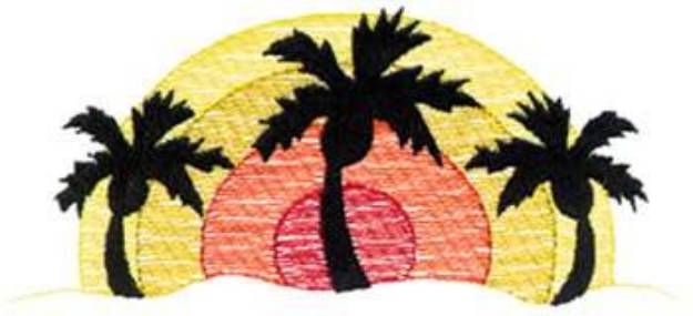 Picture of Palm Tree Sunset Machine Embroidery Design