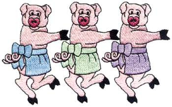Dancing Pigs Machine Embroidery Design