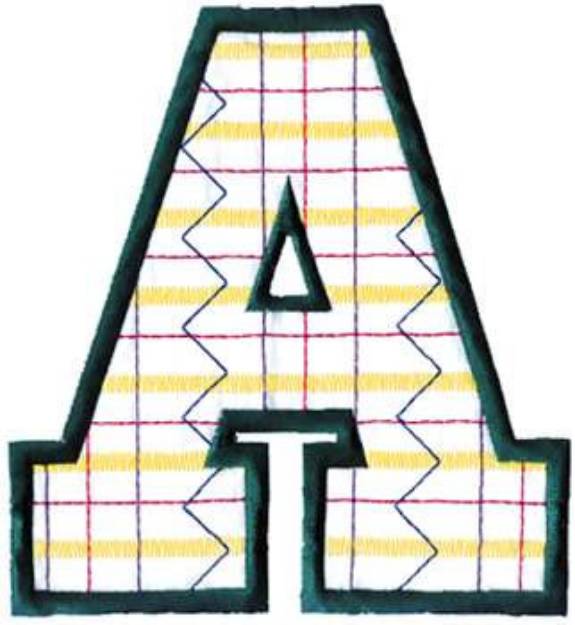Picture of Plaid Letter A Machine Embroidery Design