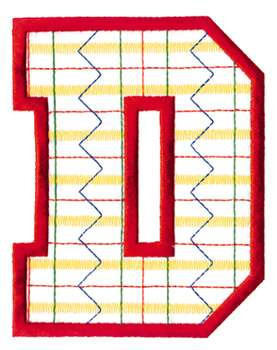 Plaid Letter D Machine Embroidery Design