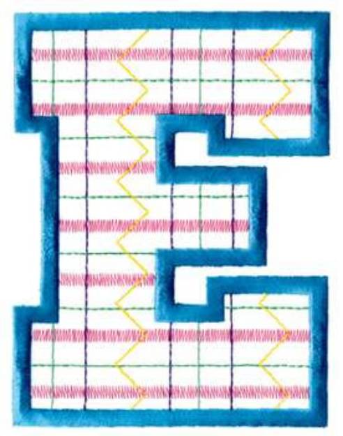 Picture of Plaid Letter E Machine Embroidery Design