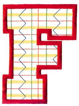 Plaid Letter F Machine Embroidery Design