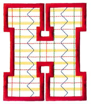 Plaid Letter H Machine Embroidery Design