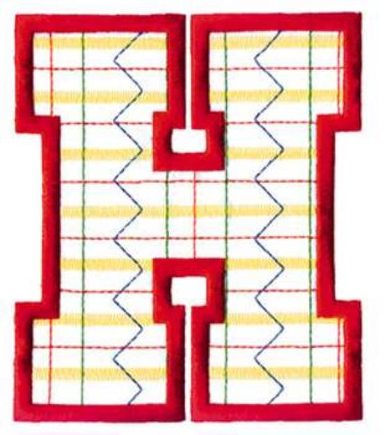 Picture of Plaid Letter H Machine Embroidery Design