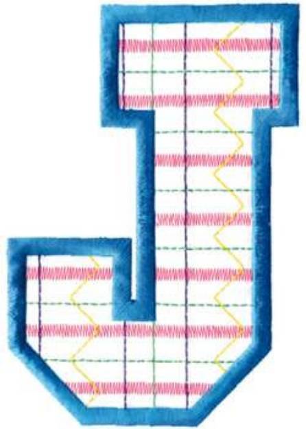 Picture of Plaid Letter J Machine Embroidery Design