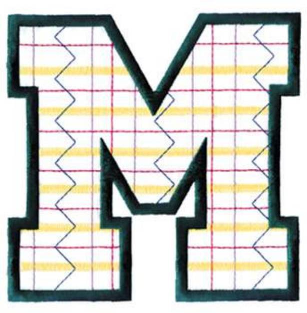 Picture of Plaid Letter M Machine Embroidery Design