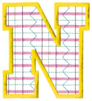 Plaid Letter N Machine Embroidery Design