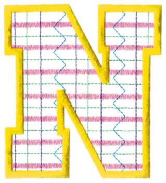 Picture of Plaid Letter N Machine Embroidery Design