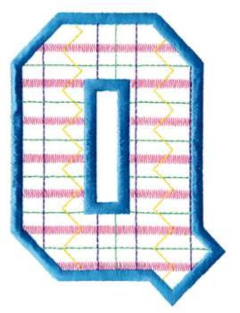 Picture of Plaid Letter Q Machine Embroidery Design