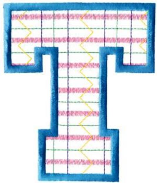 Picture of Plaid Letter T Machine Embroidery Design