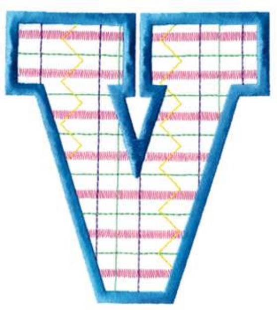 Picture of Plaid Letter V Machine Embroidery Design