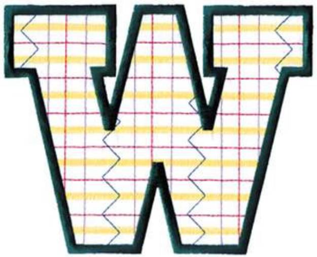 Picture of Plaid Letter W Machine Embroidery Design
