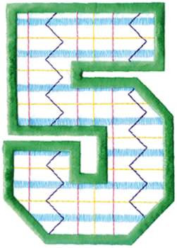 Plaid Number 5 Machine Embroidery Design