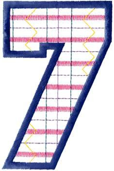 Plaid Number 7 Machine Embroidery Design