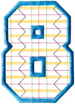 Plaid Number 8 Machine Embroidery Design
